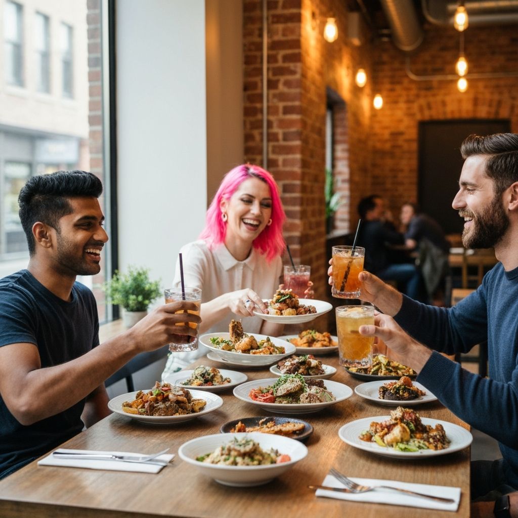 Prijatelji koji dele hrane - socijalno jedenje